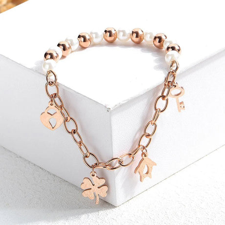 Bullion Gold Polished Charm Bracelet In Rose Gold