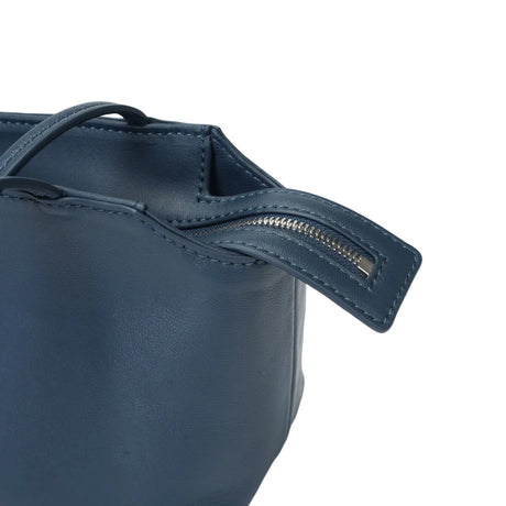 BAMEI Goatskin Leather Trapezoid Shoulder Bag - Navy
