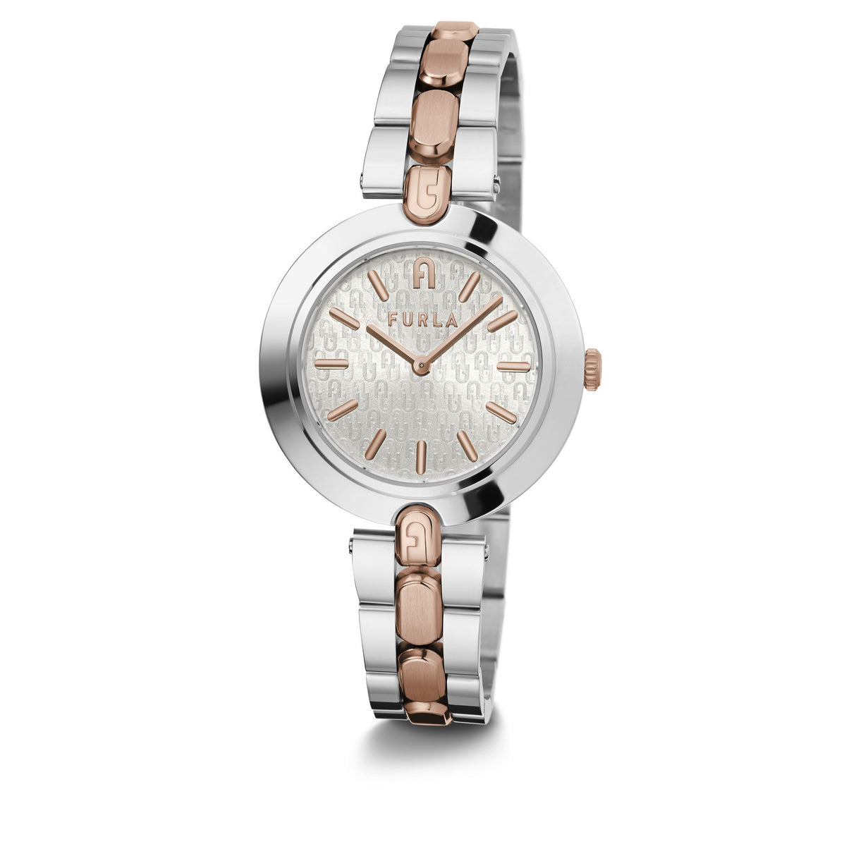 Furla Logo Links Silver Tone