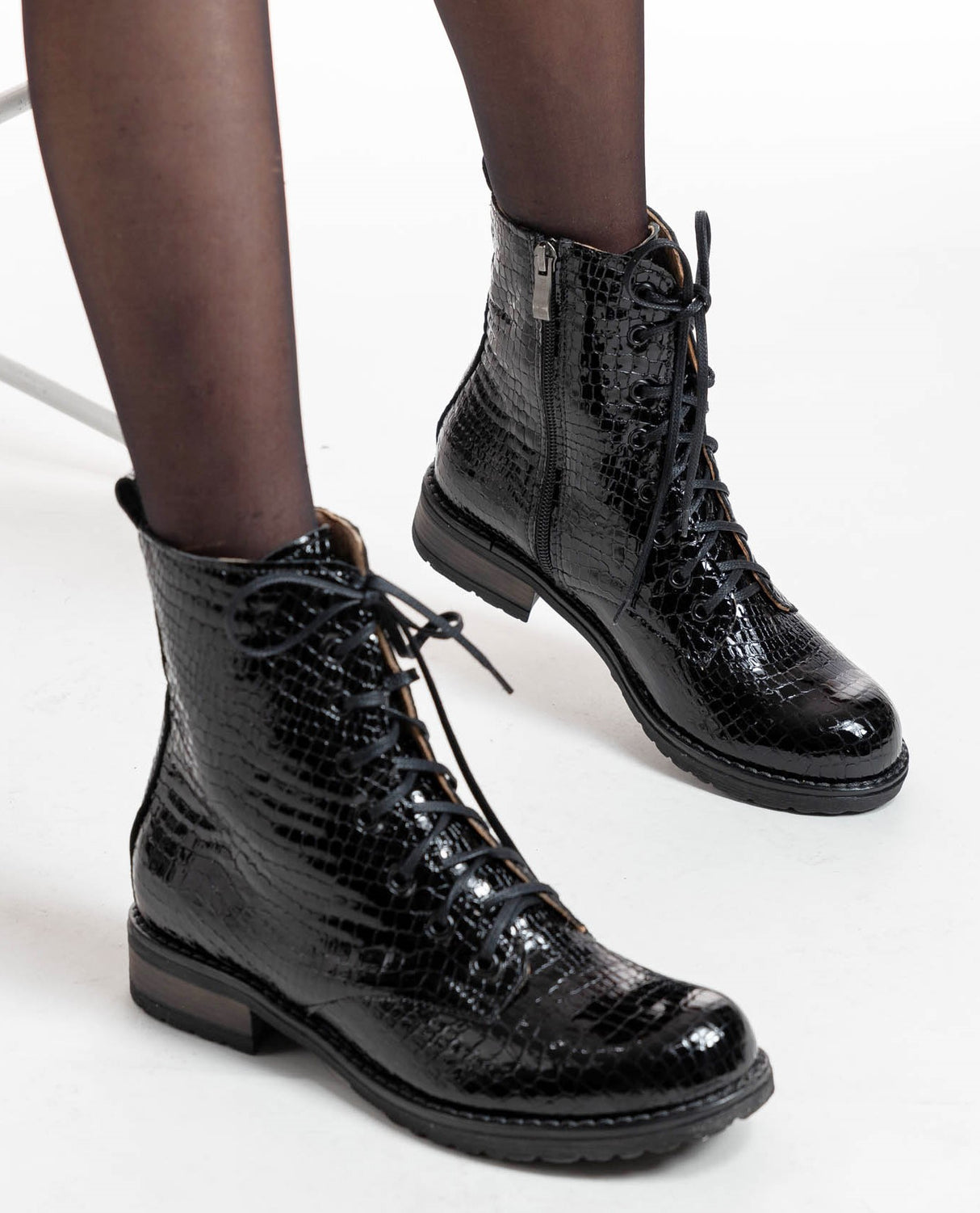 Bosccolo Womens Boots - Black Crocodile