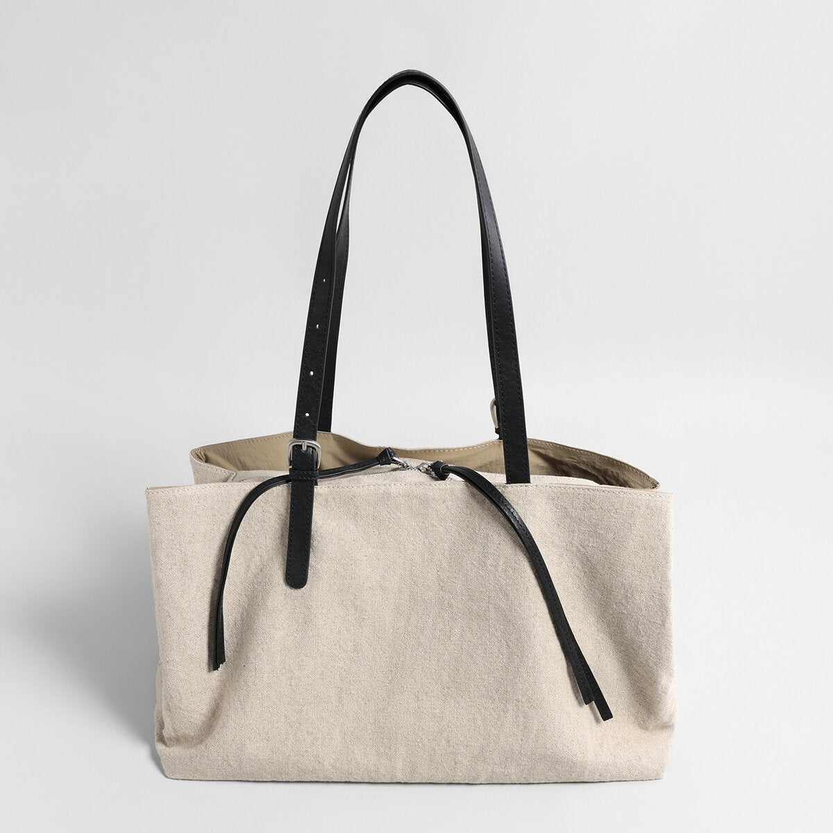 Linen Canvas Slouchy Tote Bag - Ivory