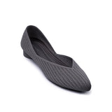 Pointed Toe Knit Ballet Flats - Charcoal