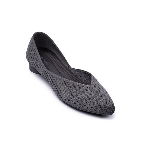 Pointed Toe Knit Ballet Flats - Charcoal