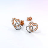 Krystal Couture Twin Hearts Stud Earrings Embellished with Swarovski Crystals