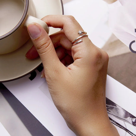 Adjustable Solid 925 Sterling Silver Spinny Bloom Ring