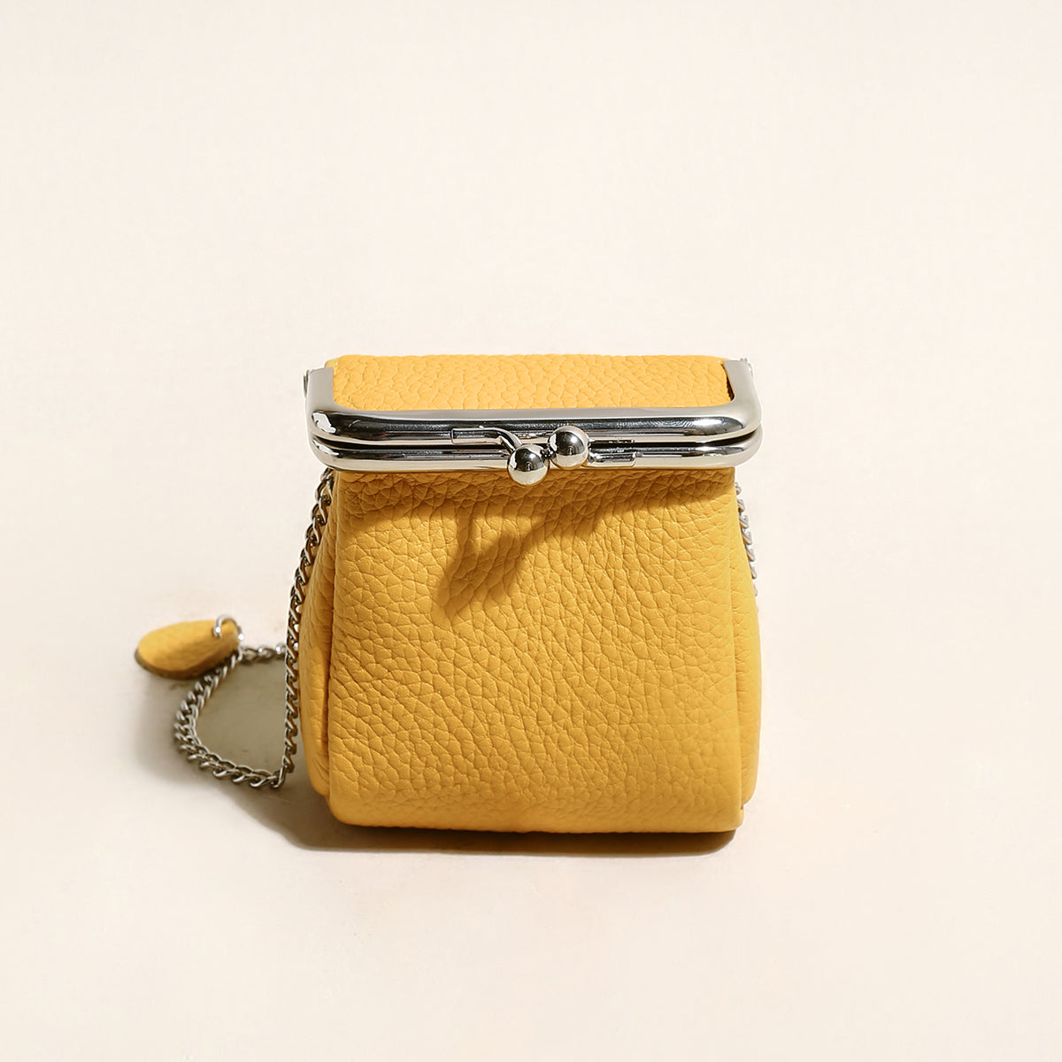 Modern Ball Clasp Wallet with Adjustable Chain Strap - Yellow