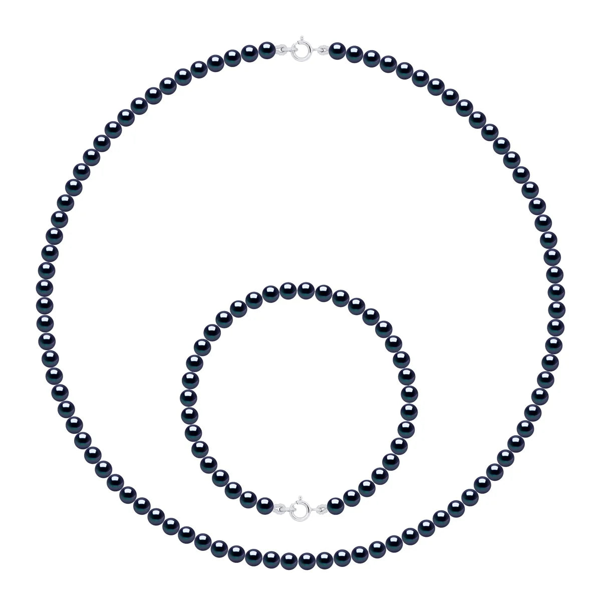 Necklace Freshwater Pearl Black White Gold 4-5mm