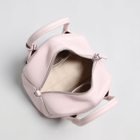 Mini Leather Bowling Top-Handle Bag - Pink