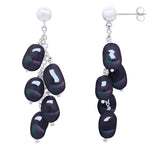 Drop Earrings Baroque Baroque Freshwater Pearl Black Sterling Silver