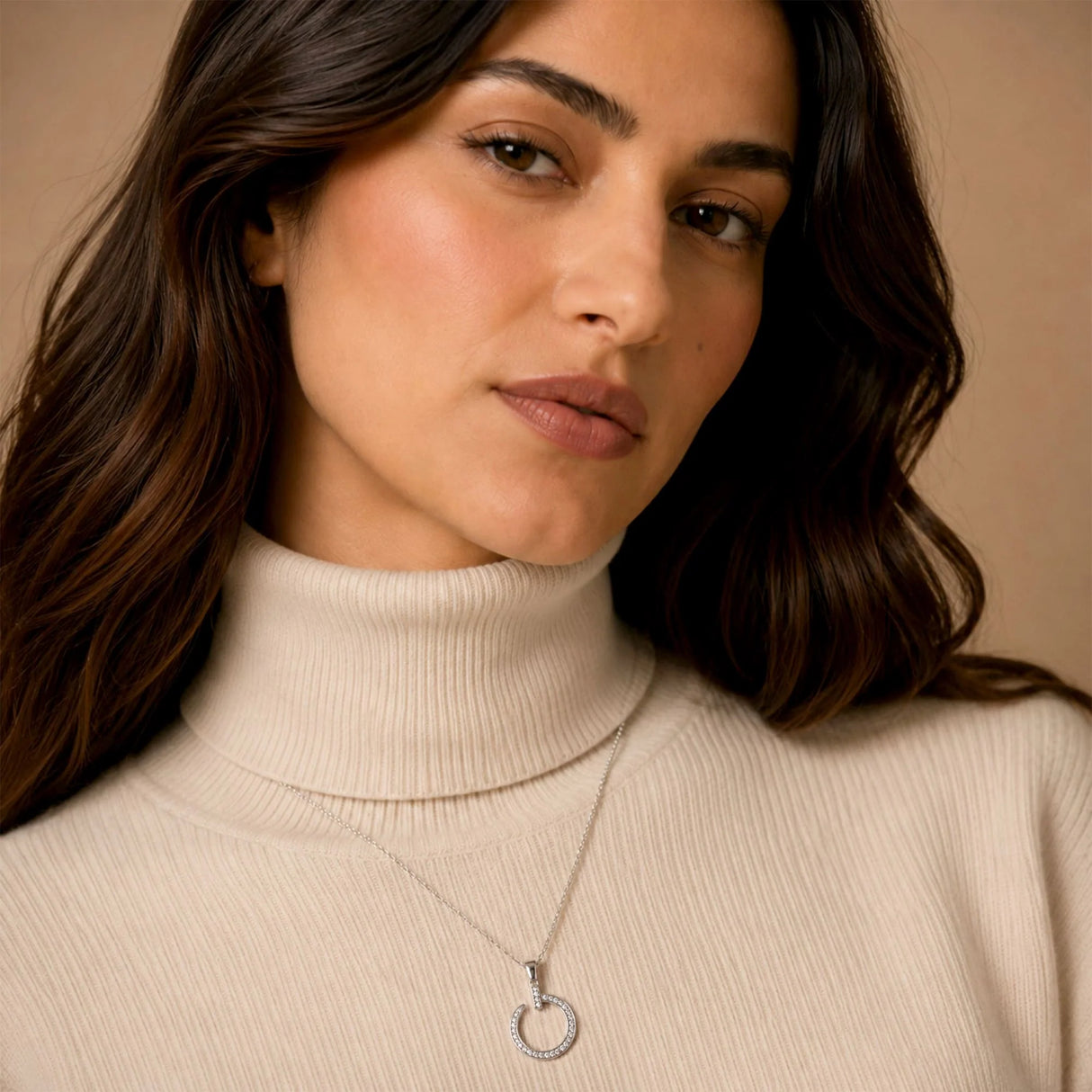 Krystal Couture Paradigm in Circle White Gold Pendant Necklace Embellished with Swarovski Crystals