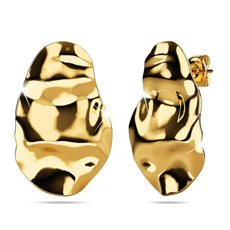 Bullion Gold Textured Stud Earrings in Gold