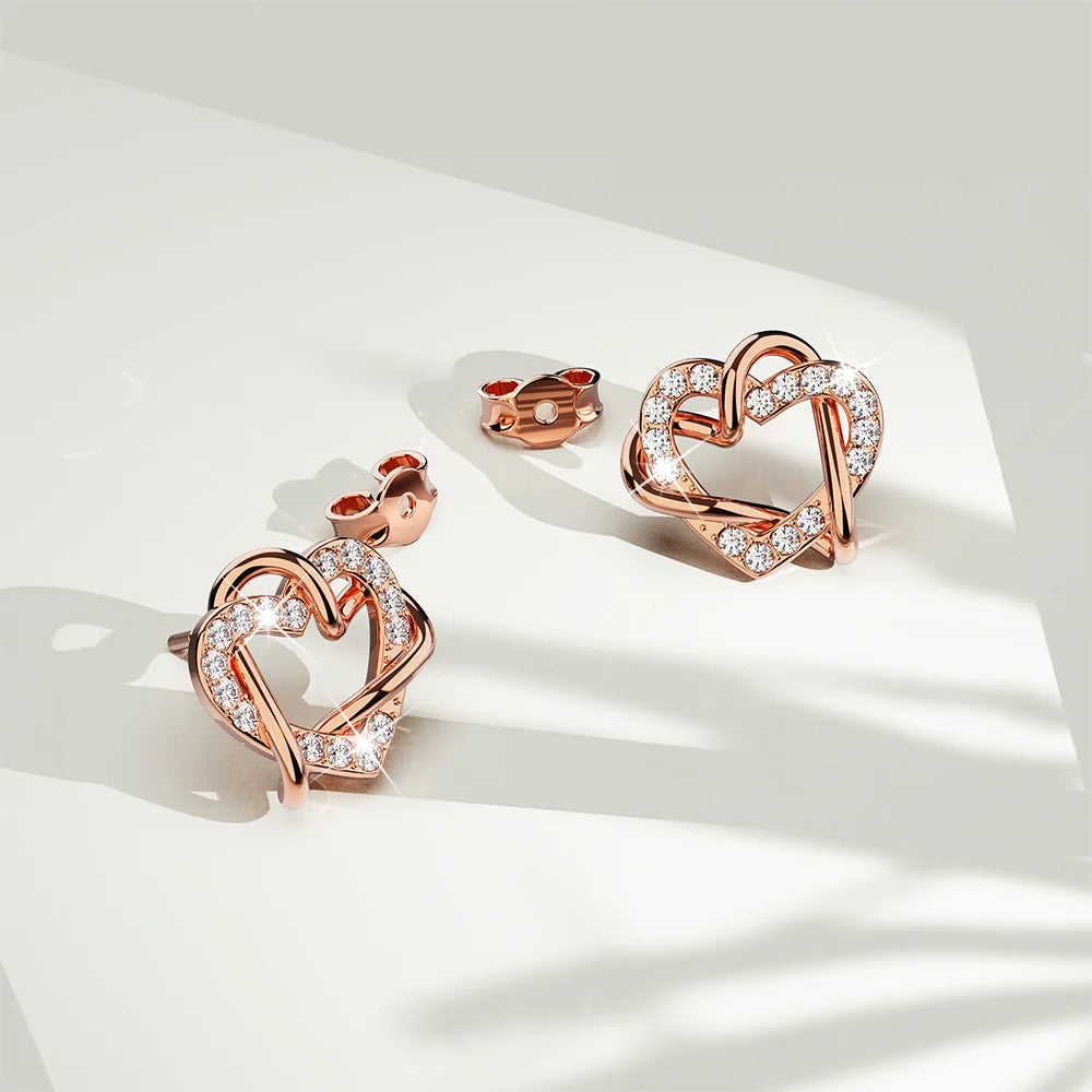 Boxed Endless Crystals 2 Pc Earrings Set Embellished with SWAROVSKI® Crystals In Rose Gold