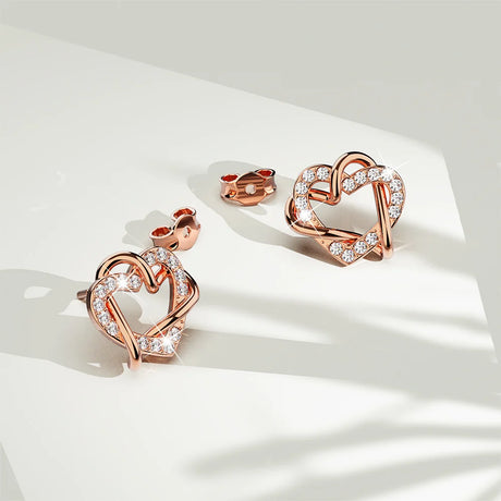 Boxed Endless Crystals 2 Pc Earrings Set Embellished with SWAROVSKI® Crystals In Rose Gold