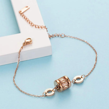 Bullion Gold Minimalist BVLOVED Champagne Crystal Charm Bracelet