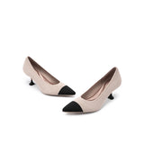 Corporate Color Block Kitten Heels - Taupe