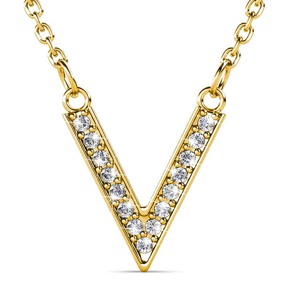 Boxed Luxury V Shaped Gold Set Embellished with SWAROVSKI® Crystals