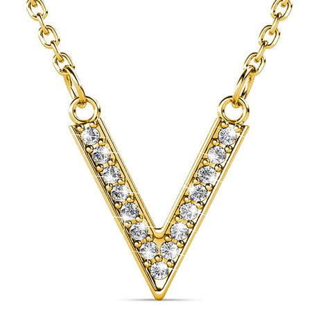 Boxed Luxury V Shaped Gold Set Embellished with SWAROVSKI® Crystals