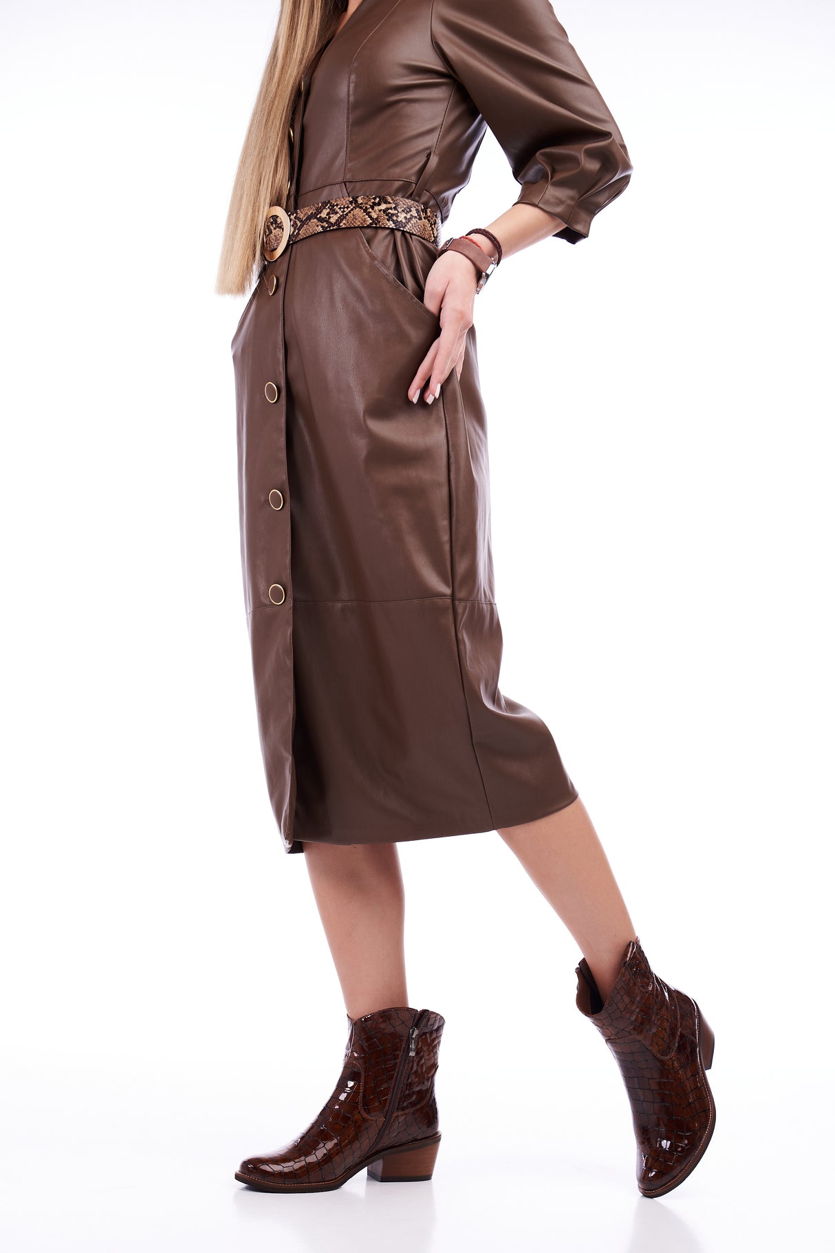Bosccolo Womens Ankle Boots - Brown Croco