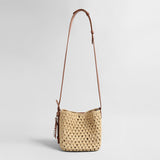 Handwoven Raffia Bucket Bag - Brown