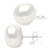 Earrings of Silver 925 and Real Cultured Freshwater Pearls Baroque 12-13 mm - Natural White