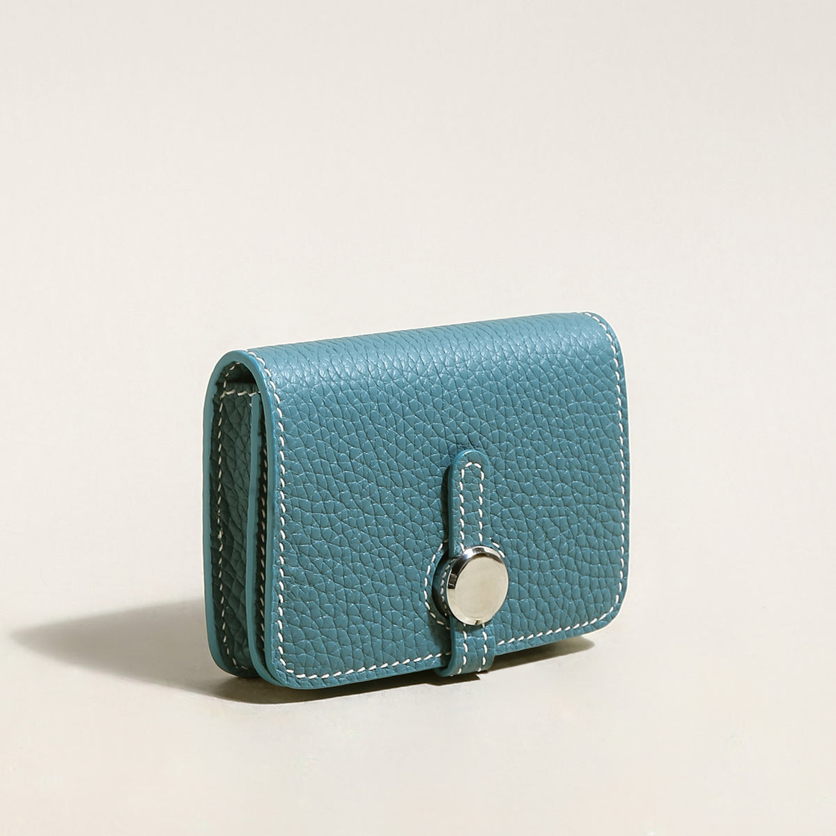 Slim Leather Wallet with Detachable Strap - Blue