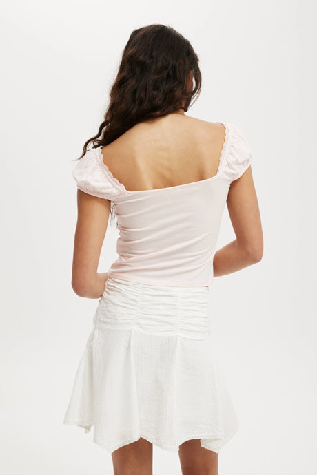 Cotton On Women's Annie Lace Tee - Flossy Pink