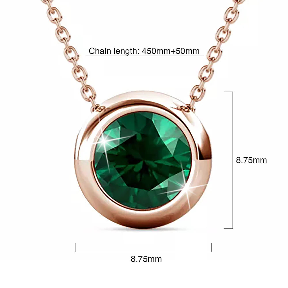 Krystal Couture Opulence Pendant Necklace Embellished with Emerald SWAROVSKI Crystals in Rose Gold
