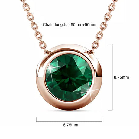 Krystal Couture Opulence Pendant Necklace Embellished with Emerald SWAROVSKI Crystals in Rose Gold