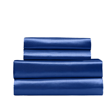 Royal Comfort 4pc Satin Sheet Set - Navy Blue - King