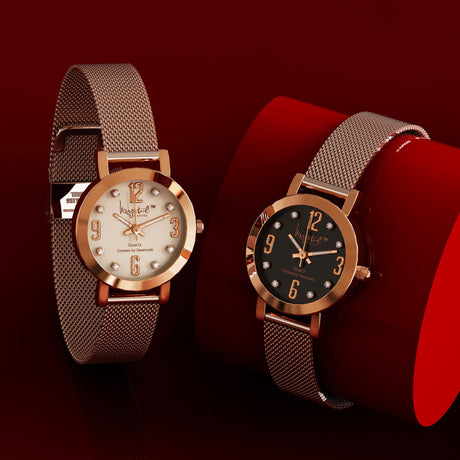 Boxed Rose Gold Watch & Earrings Set With SWAROVSKI® Crystals Embellishment