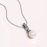 Krystal Couture Luminous Pearl Pendant Necklace in White Gold Adorned with Crystals from Swarovski