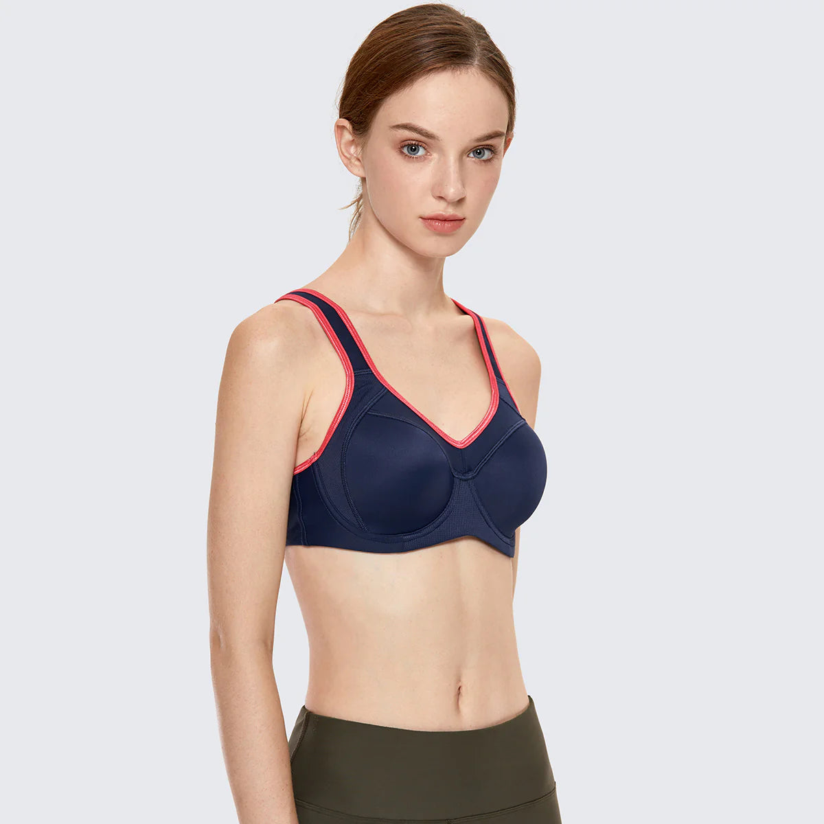 Full Support High Impact Padded Sports Bra - Navy