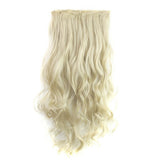 2Pcs 24" Wavy Curly Thick High Synthetic Hair Extension Blonde 7Piece 16Clips 2X