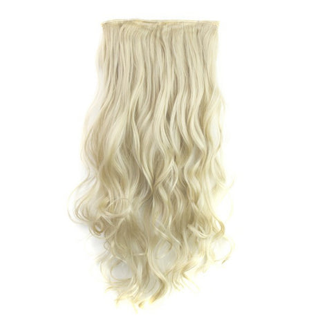 2Pcs 24" Wavy Curly Thick High Synthetic Hair Extension Blonde 7Piece 16Clips 2X