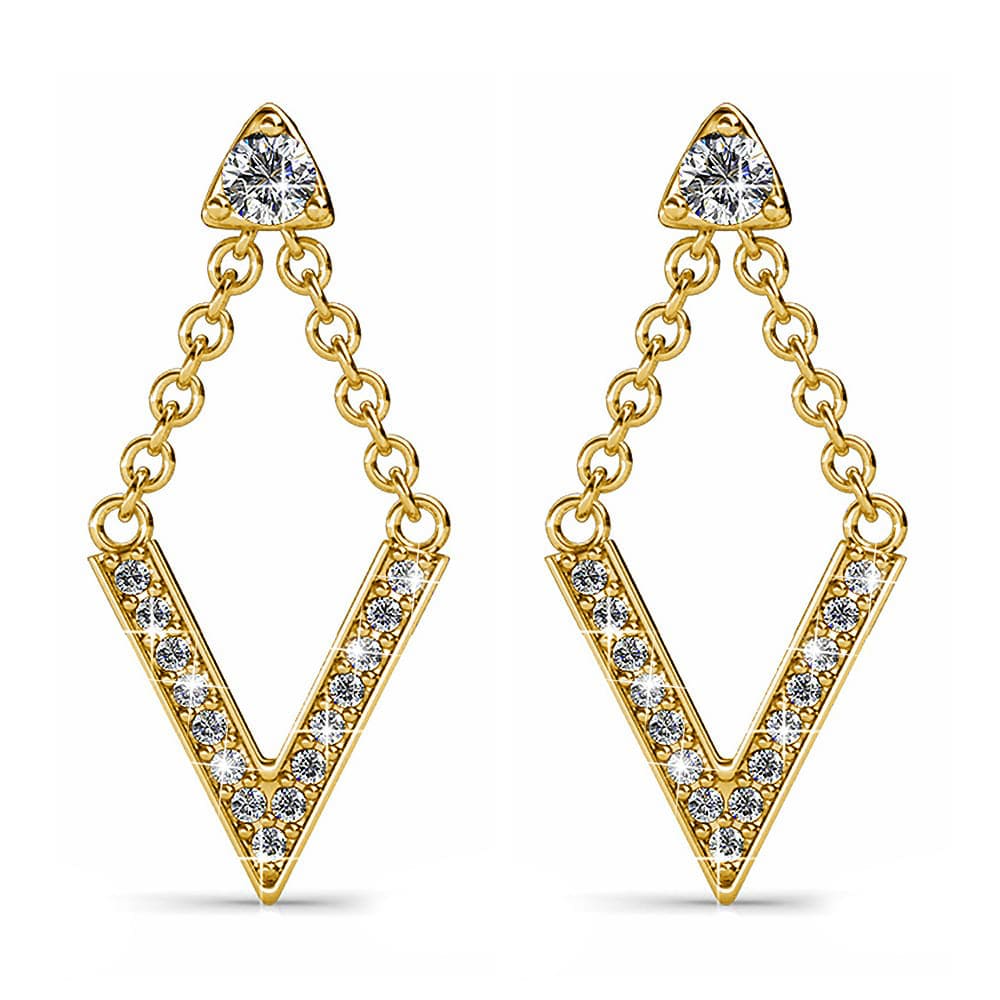 Boxed Luxury V Shaped Gold Set Embellished with SWAROVSKI® Crystals