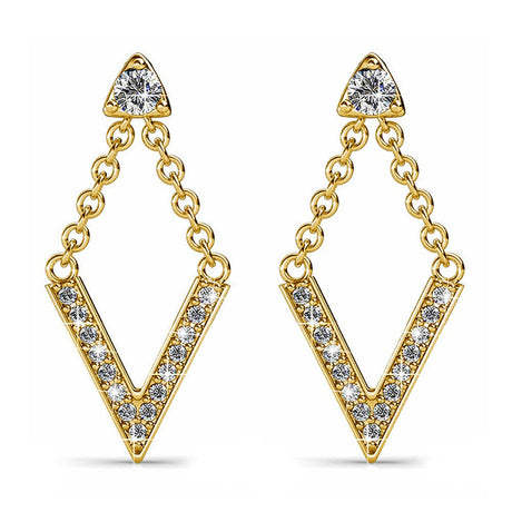 Boxed Luxury V Shaped Gold Set Embellished with SWAROVSKI® Crystals