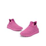 Slip-On Knit Wedge Sneakers - Fuchsia