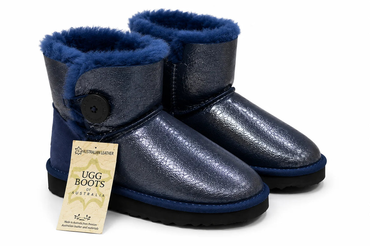 Australian Leather Ugg 1Button Sheepskin Glitter - Navy - AU4