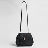 Pebbled Calfskin Messenger Bag - Black