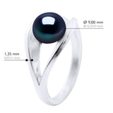 Ring Real Cultured Freshwater Pearl Bonton 8-9 mm - "Black Tahitian Style" - Longueur 18 cm