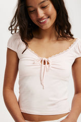 Cotton On Women's Annie Lace Tee - Flossy Pink