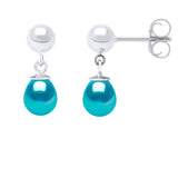 Drop Earrings Freshwater Pearl & Turquoise Sterling Silver