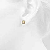 Solid 925 Sterling Silver Glamour Alphabet Letter Earrings Gold