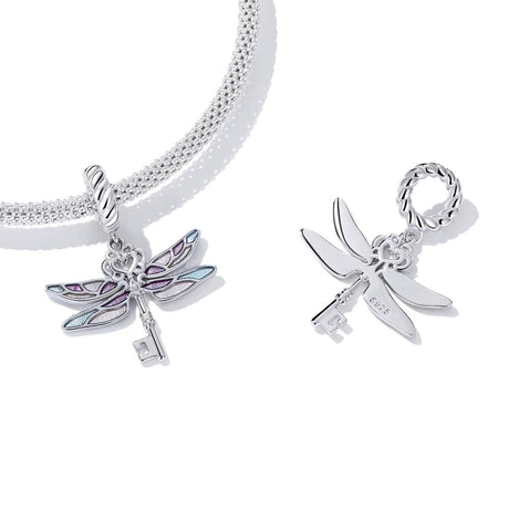 Solid 925 Signature Silver Dragonfly Key Charm