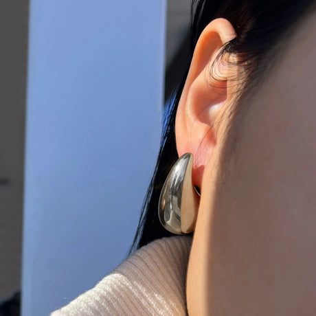 Bullion Gold Raindrop White Gold layered Stud Earrings