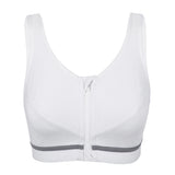 Full Zip Front High Support Wireless Sports Bra  - White