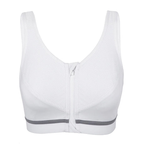 Full Zip Front High Support Wireless Sports Bra  - White