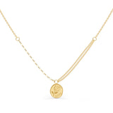 Bullion Gold Golden Rose Engraved Pendant Necklace