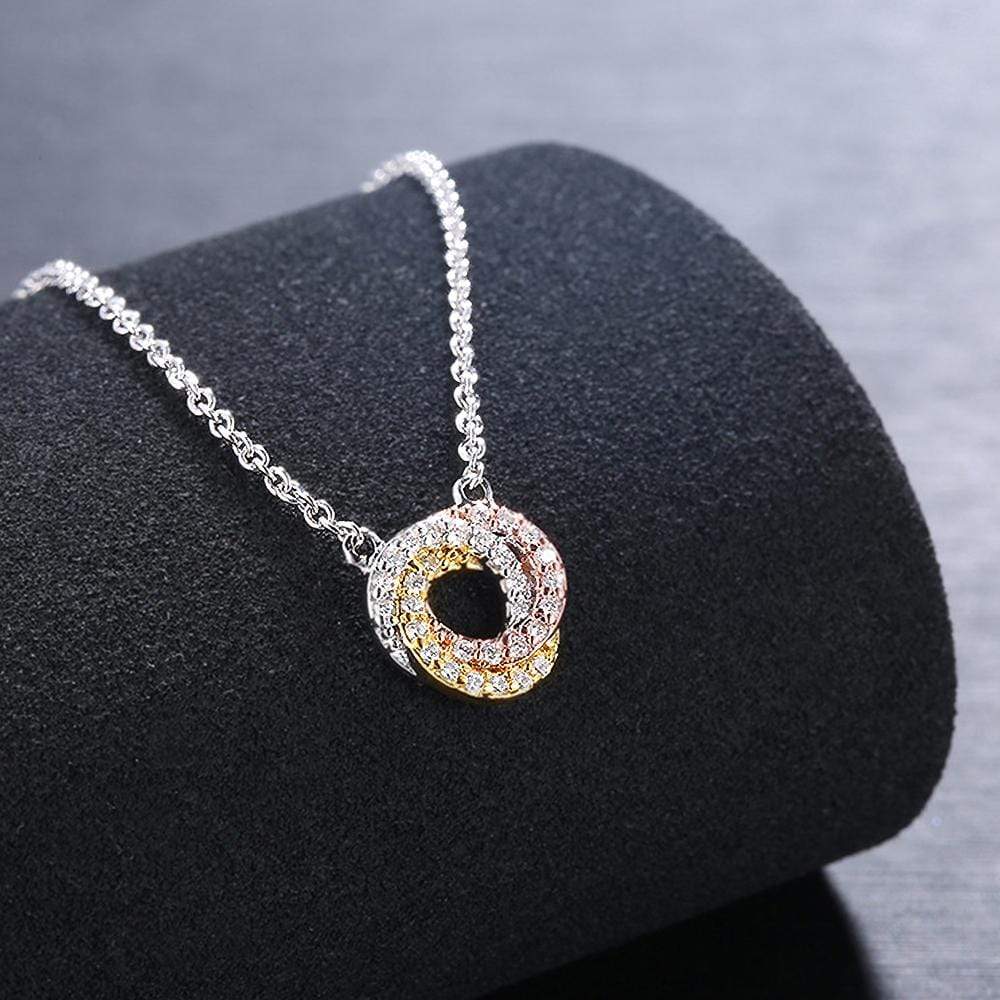 Bullion Gold Tina Shiny Swirl Tri Tone Layered Necklace