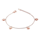 Bullion Gold String of Four Hearts For Her Feet Jewellery Rose Gold Layered Anklet